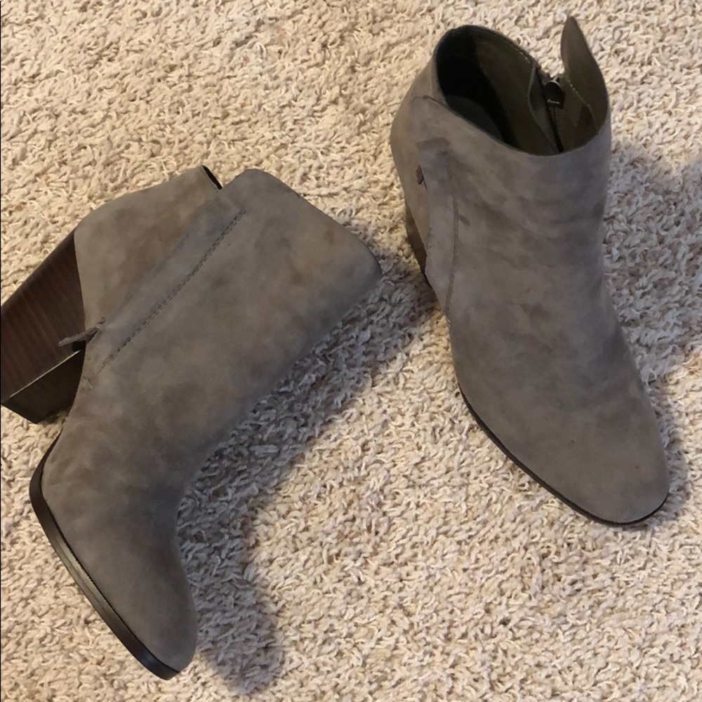 1state gray suede booties